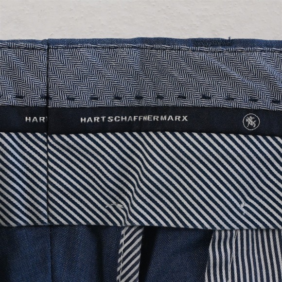 Hart Schaffner Marx 36x30 Blue 100% Wool‎ Zip Pocket Straight Mens Dress Pants - Picture 6 of 16